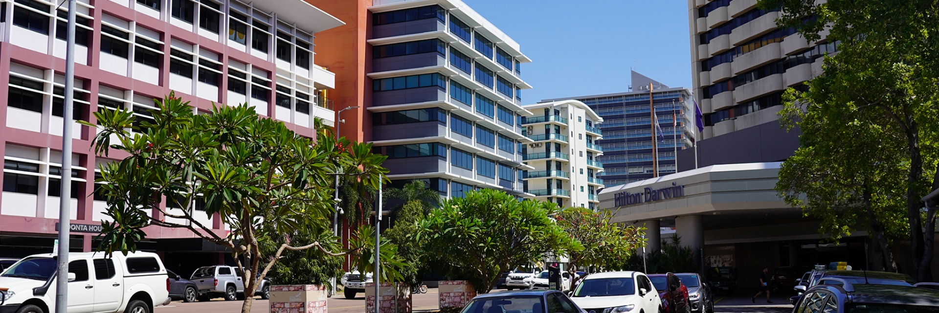 Street view of buildings in Darwin CBD